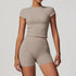 Women's Athletic Crewneck Crop Top With Biker Shorts Set