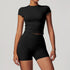 Women's Athletic Crewneck Crop Top With Biker Shorts Set