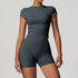 Women's Athletic Crewneck Crop Top With Biker Shorts Set