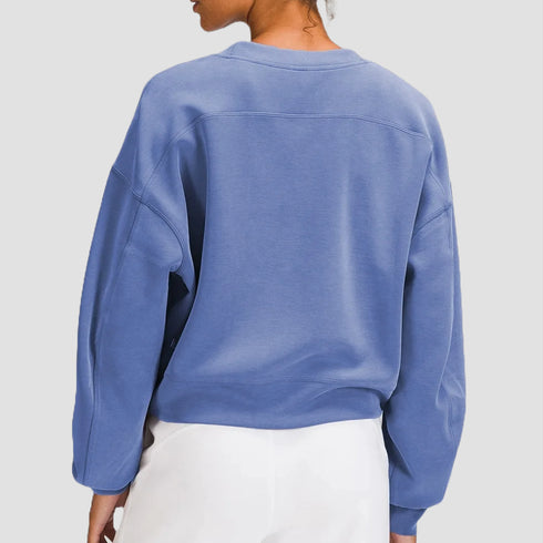 Women's Oversized Relaxed Fit Cropped Crewneck Sweatshirt