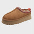 Women's Warm Plush Slip-on Platform Slippers with Stitching Design
