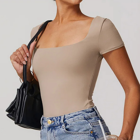 Women's Short Sleeve Double Lined Bodysuit