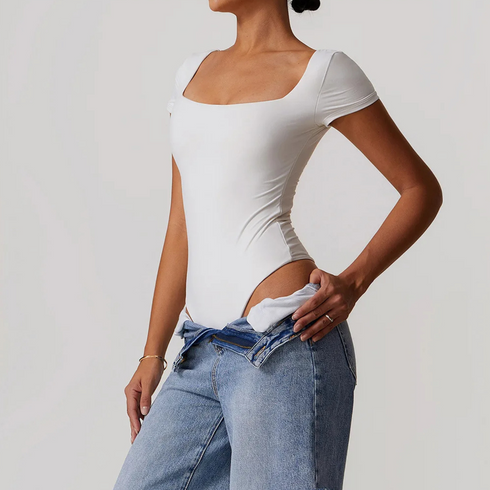 Women's Short Sleeve Double Lined Bodysuit