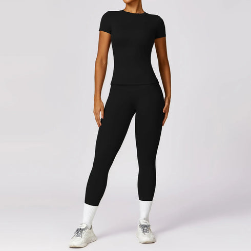 Women's Crewneck Short Sleeve Shirt & Legging Set