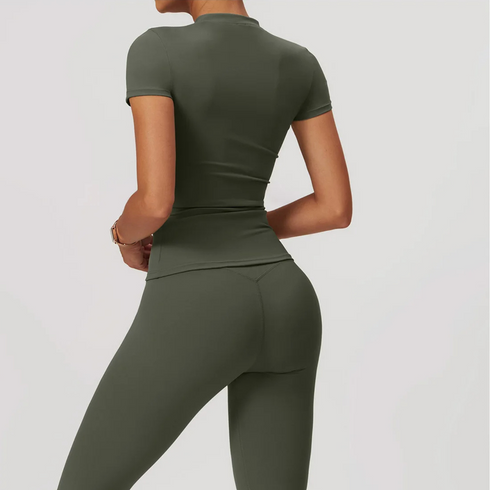 Women's Crewneck Short Sleeve Shirt & Legging Set