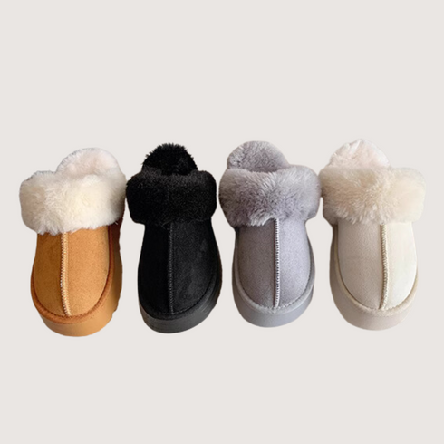 Women's Warm Plush Slip-on Platform Slippers